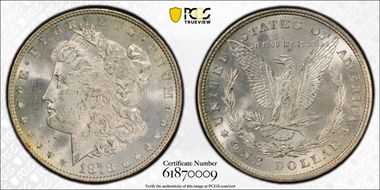 1878 8TF $1 VAM 6, Pierced Eyelid MS65