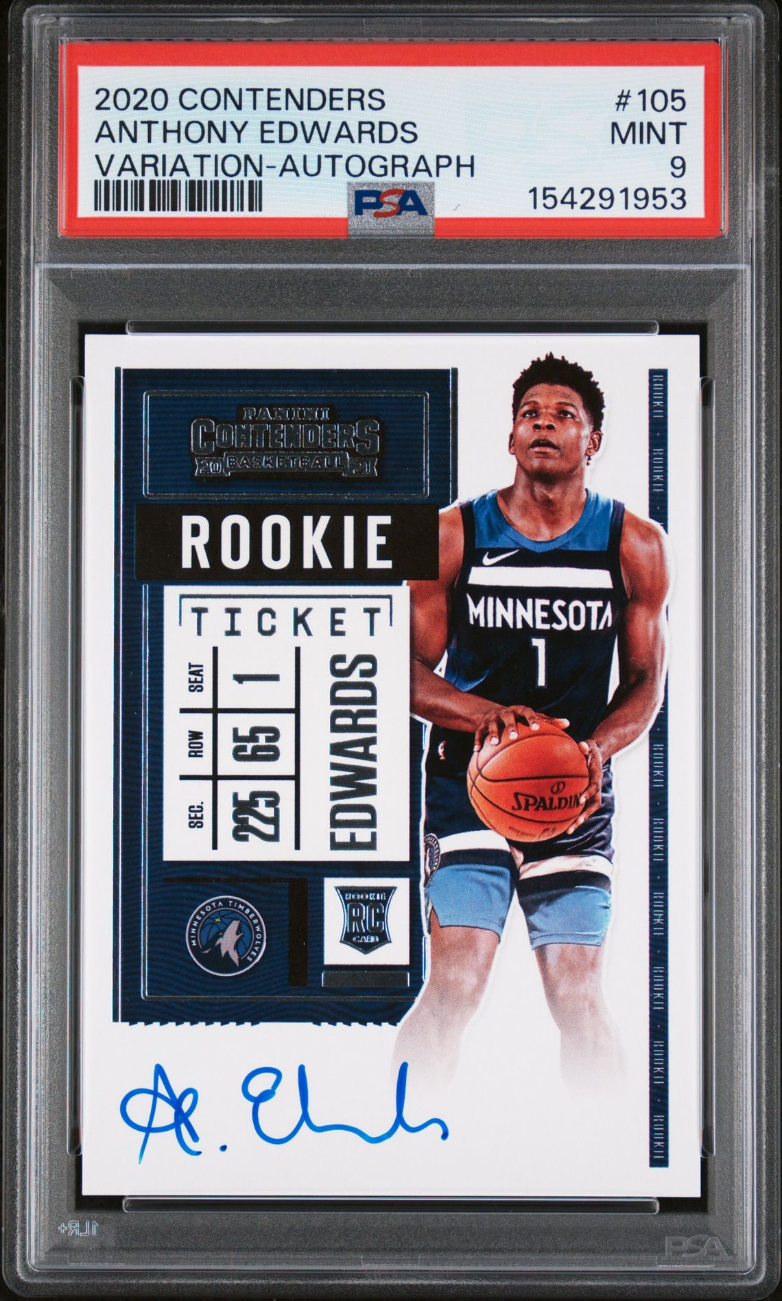 2020 Panini PANINI CONTENDERS VARIATION-AUTOGRAPH #105 Anthony Edwards front