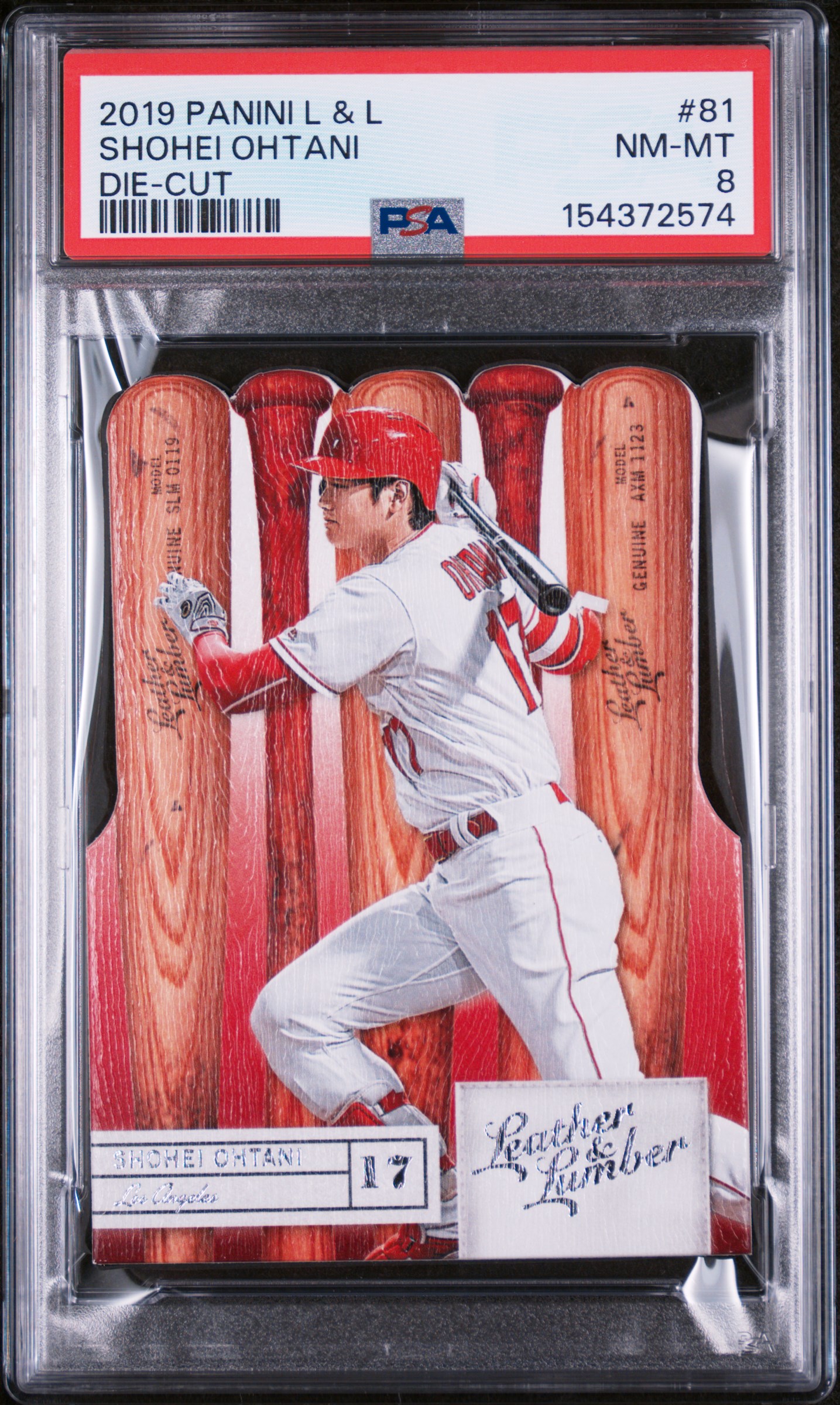 2019 #81 Shohei Ohtani PSA 8 Panini Leather & Lumber