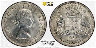 1953(m) Florin Large Reverse Denticles MS62