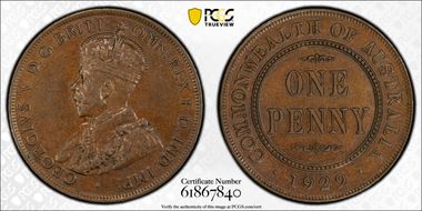 1929 (m) 1D English obverse MS62BN
