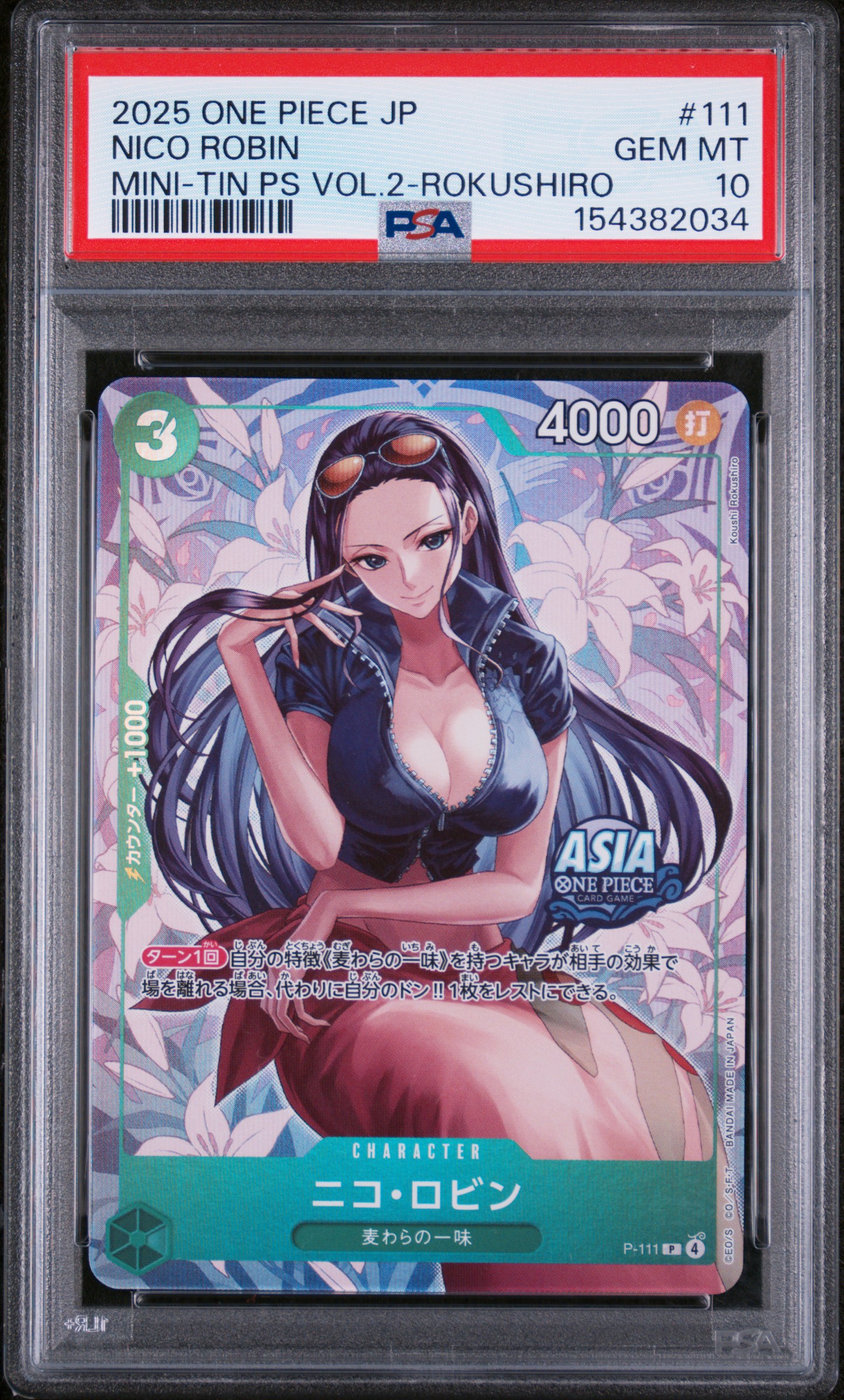 2025 #111 Nico Robin PSA 10 One Piece Japanese Mini-Tin Pack Set Vol.2