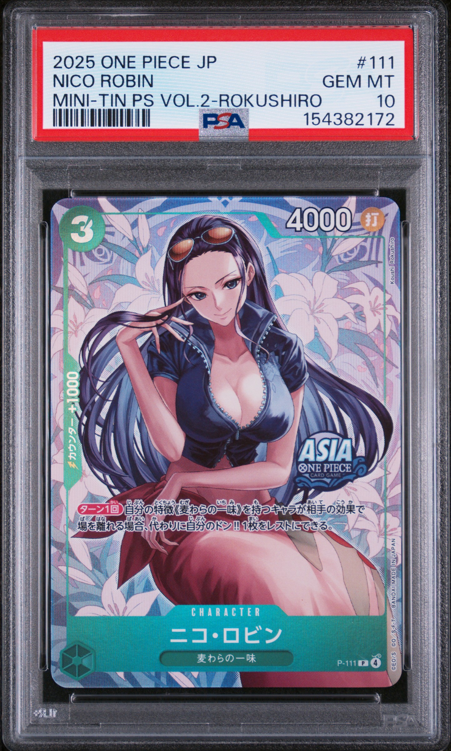 2025 #111 Nico Robin PSA 10 One Piece Japanese Mini-Tin Pack Set Vol.2