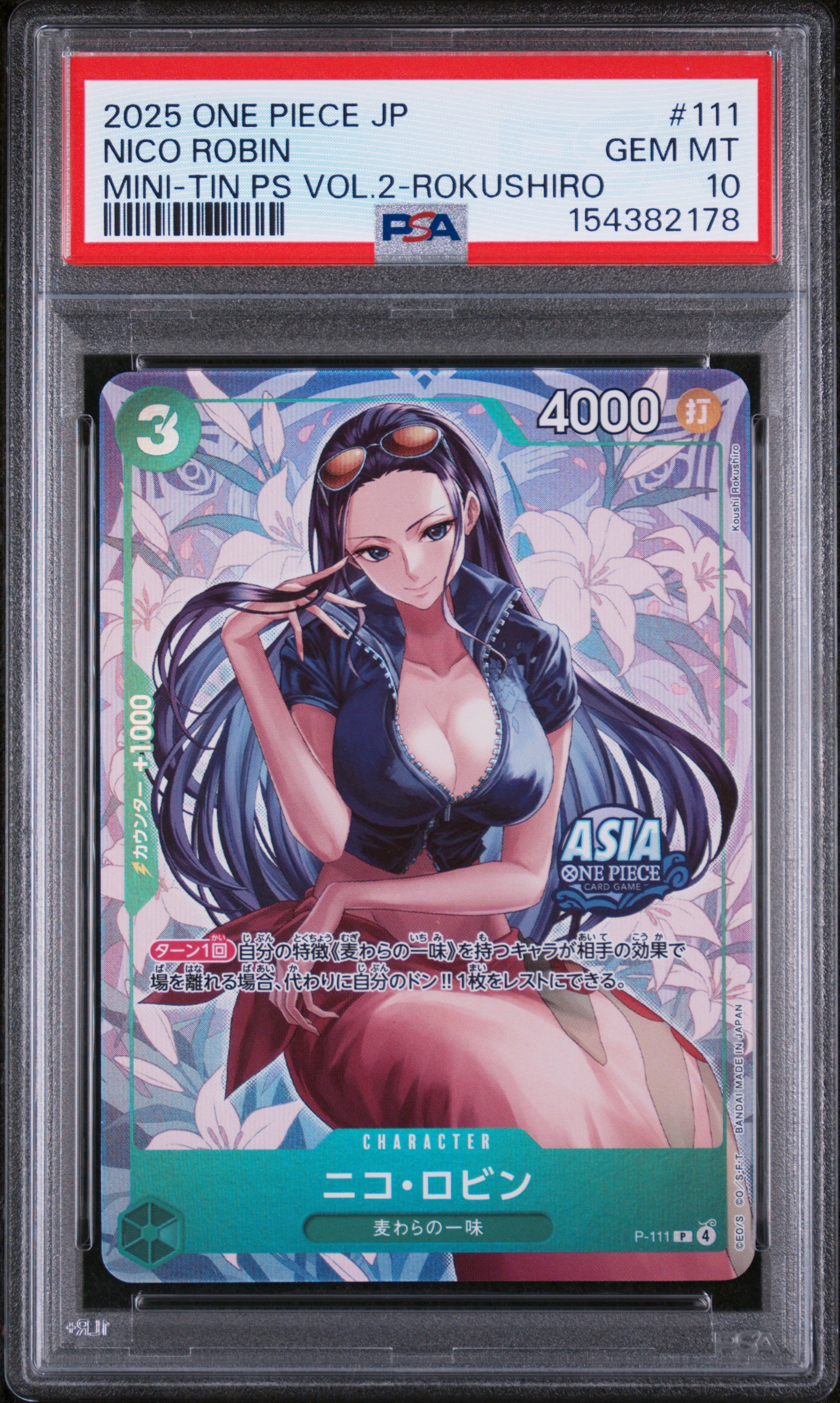2025 #111 Nico Robin PSA 10 One Piece Japanese Mini-Tin Pack Set Vol.2