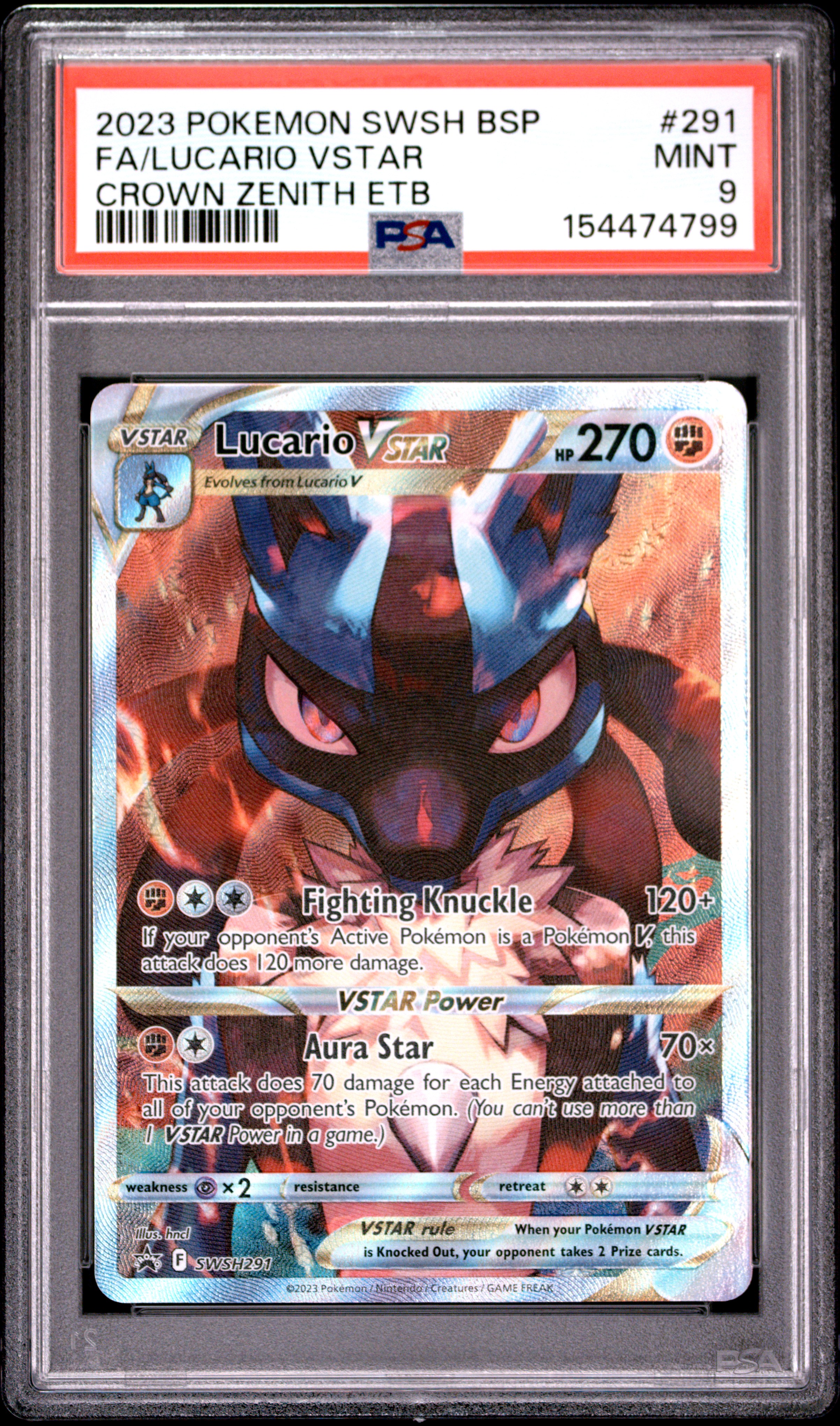 2023 #291 Full Art/Lucario Vstar PSA 9 Swsh Black Star Promo