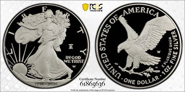 2026-W $1 Silver Eagle w/ Liberty Bell 250 Privy First Strike PR69DCAM