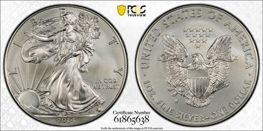 2014-W $1 Burnished Silver Eagle SP69