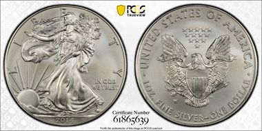 2014-W $1 Burnished Silver Eagle SP69