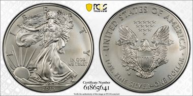 2015-W $1 Burnished Silver Eagle SP70