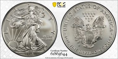 2018-W $1 Burnished Silver Eagle SP70