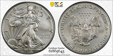 2018-W $1 Burnished Silver Eagle SP70