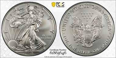 2019-W $1 Burnished Silver Eagle SP70