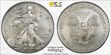 2020-W $1 Burnished Silver Eagle SP70