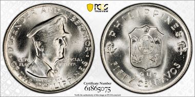 1947-S 50C Douglas MacArthur Allen-R1a  DDO MS66