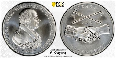 (2019) Medal John Quincy Adams "1825" Silver Matte Finish MS69