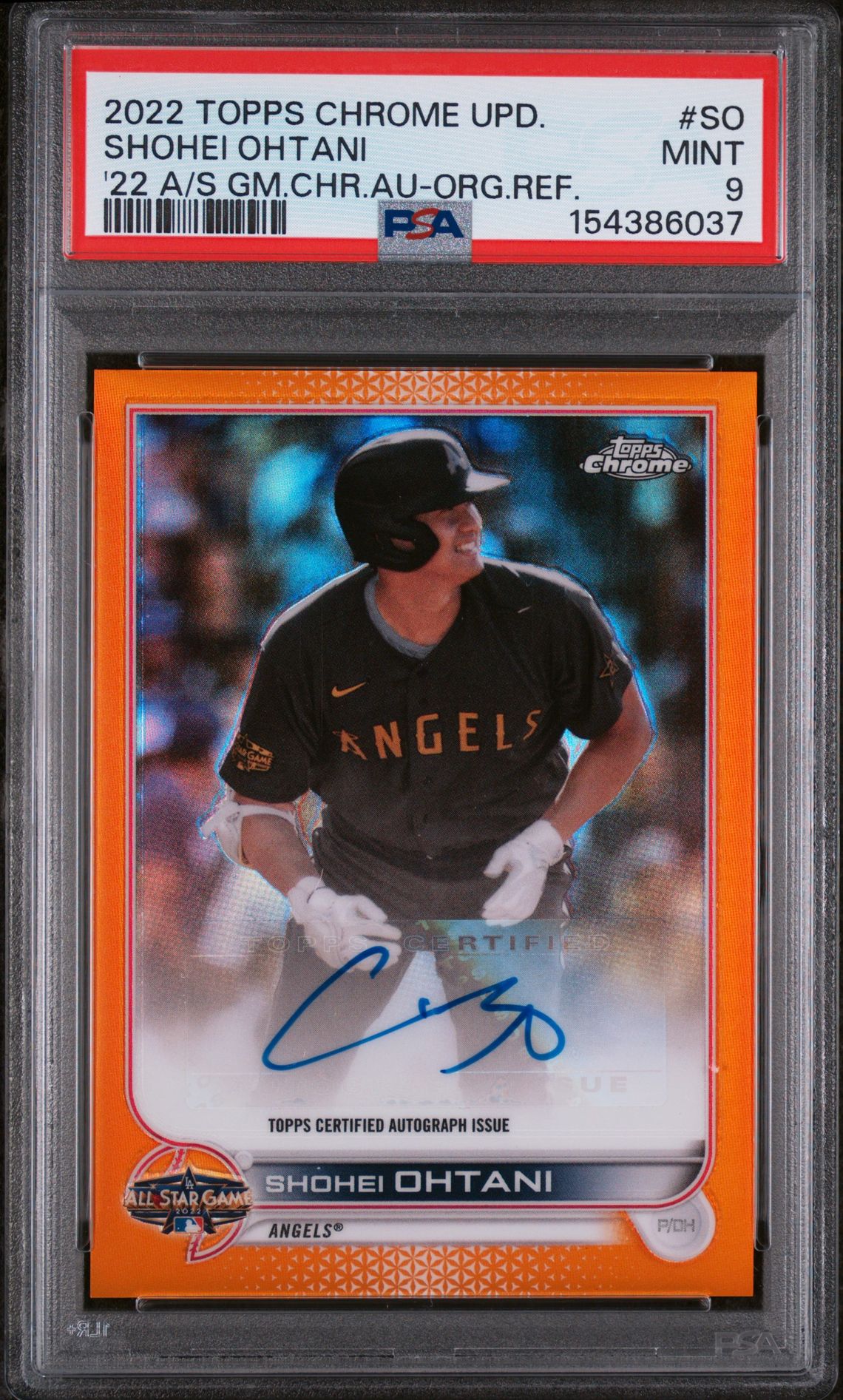 2022 Topps Chrome TOPPS CHROME UPDATE 2022 ALL-STAR GAME CHROME AUTOGRAPH '22 A/S GM.CHR.AU-ORG.REF. #SO Shohei Ohtani front