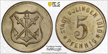 1919 5 Pfg Funck-508.3 Solingen MS63