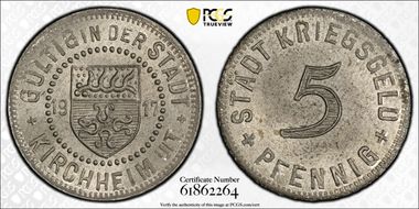 1917 5 Pfg Funck-244.3 Kirchheim MS64