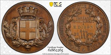 1886 Medal Philanthropic Society of Paris Savoy Ball Tribute Cu MS63