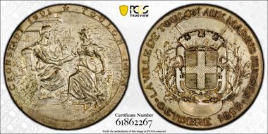 1893 Medal Russian Sailors in Toulon Matte Silvered AE MS62