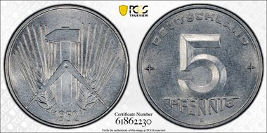 1952-E 5 Pfg MS65
