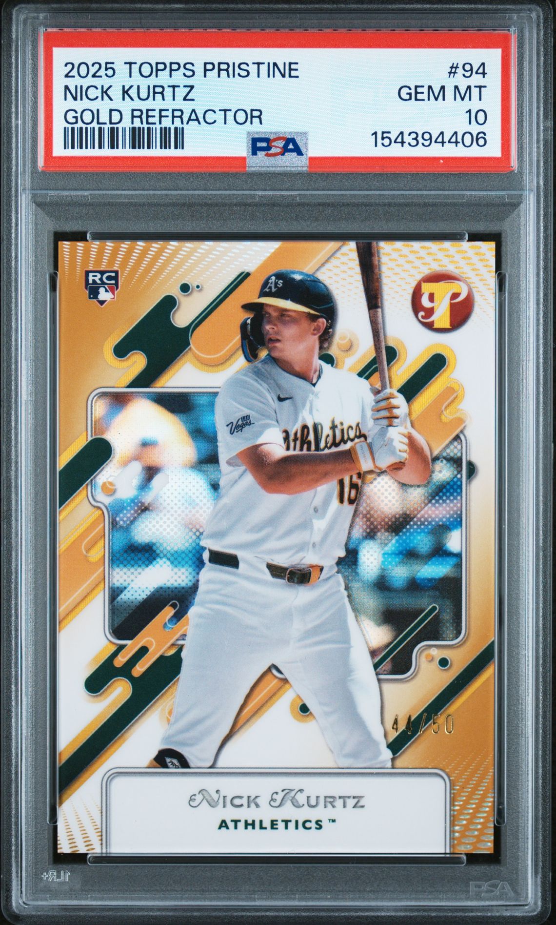 2025 Bowman TOPPS PRISTINE GOLD REFRACTOR #94 Nick Kurtz front