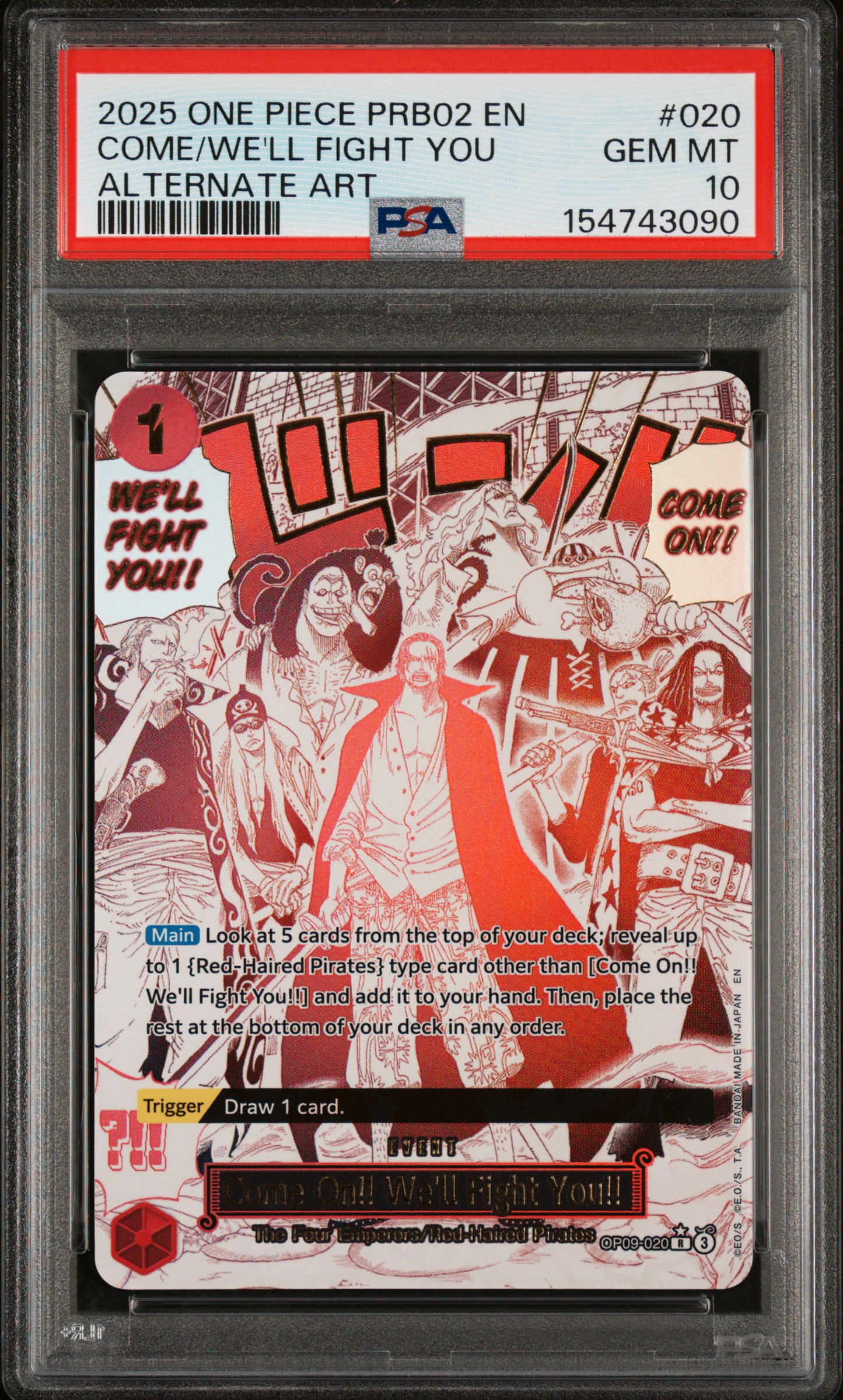 2025 #020 Come on!! We'll Fight You!! PSA 10 One Piece PRB02-Premium Booster -One Piece Card the Best- Vol.2
