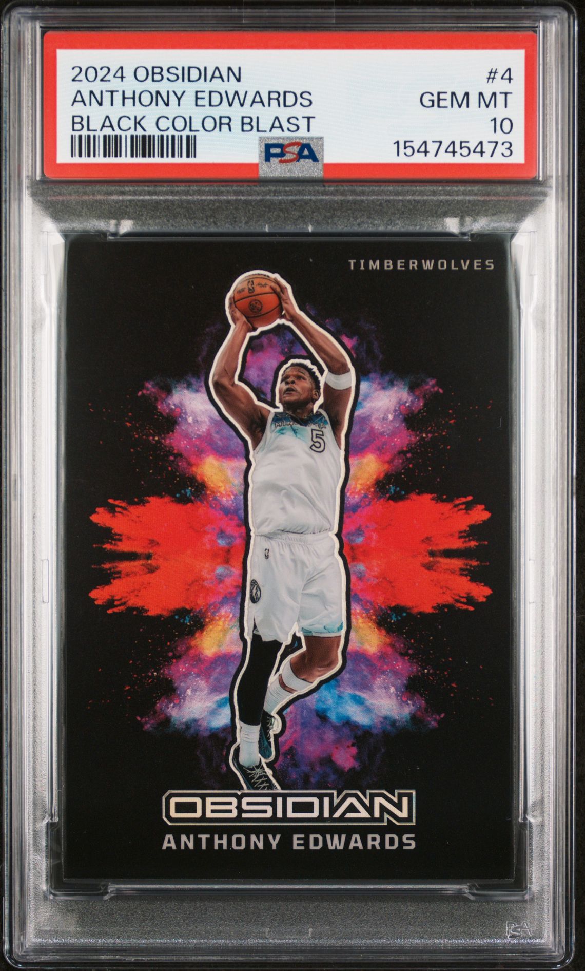 2024 Panini PANINI OBSIDIAN BLACK COLOR BLAST #4 Anthony Edwards front
