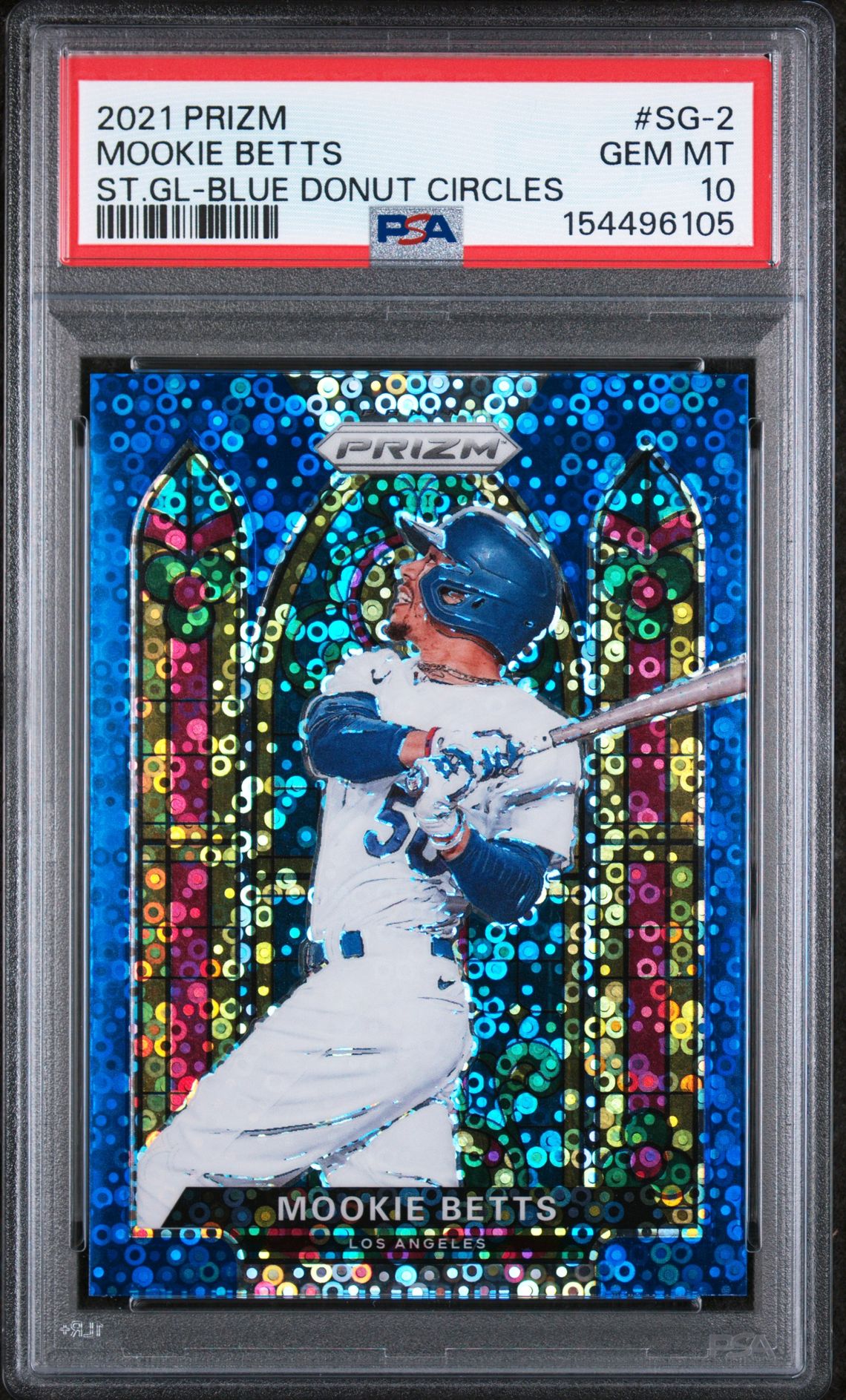 2021 Panini PANINI PRIZM STAINED GLASS ST.GL-BLUE DONUT CIRCLES #SG-2 Mookie Betts front