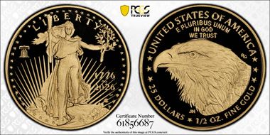 2026-W $25 Gold Eagle w/ Liberty Bell 250 Privy First Strike PR70DCAM