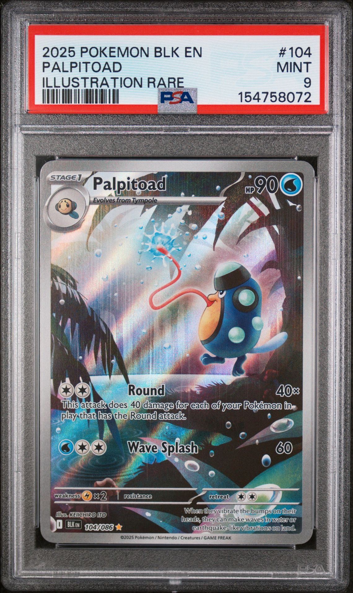 2025 Pokemon POKEMON BLK EN-BLACK BOLT ILLUSTRATION RARE #104 Palpitoad front