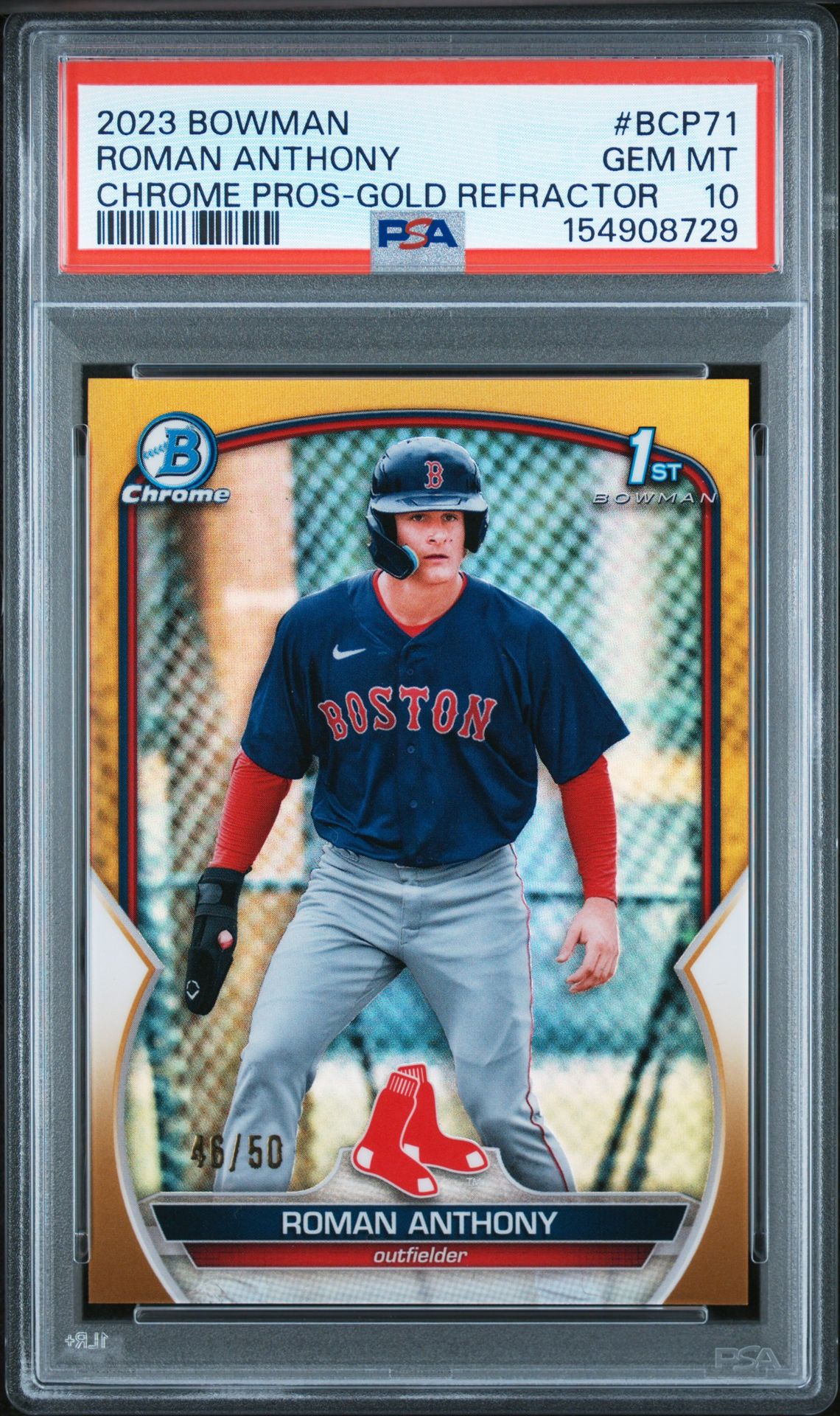 2023 Bowman BOWMAN CHROME PROSPECTS GOLD REFRACTOR #BCP71 Roman Anthony front