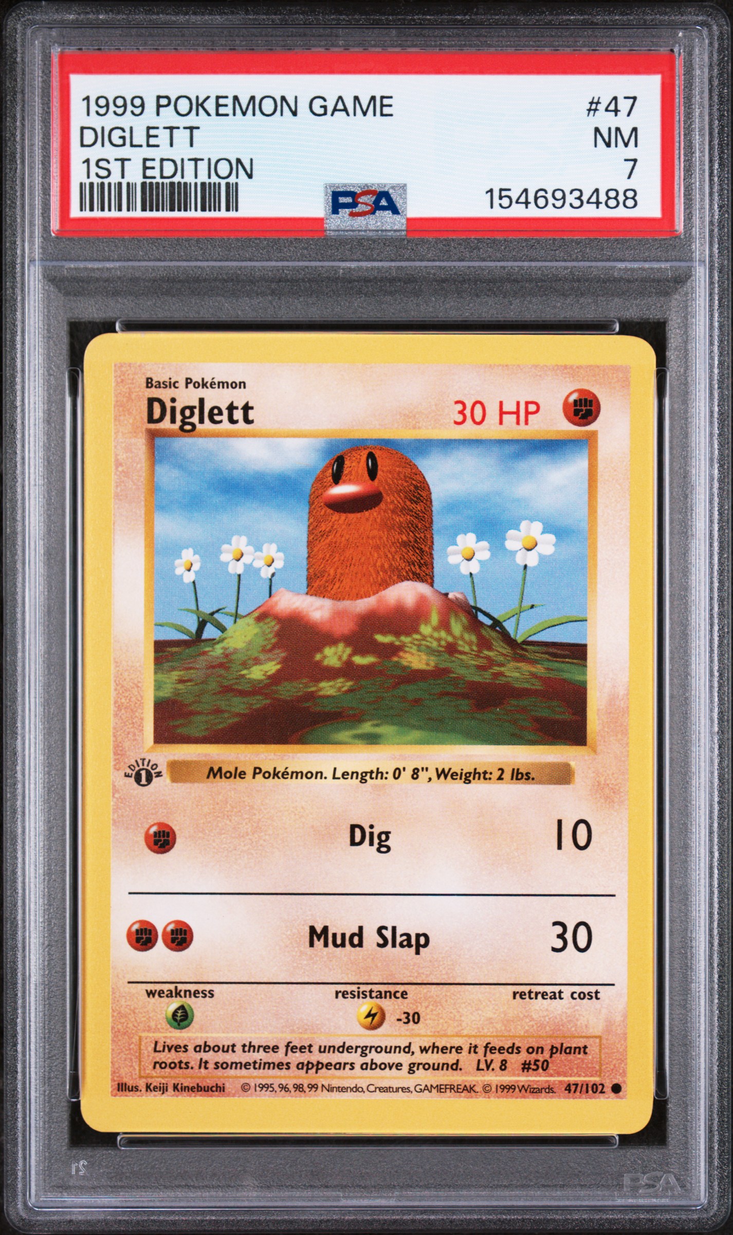 1999 #47 Diglett 1st Edition PSA 7 Game