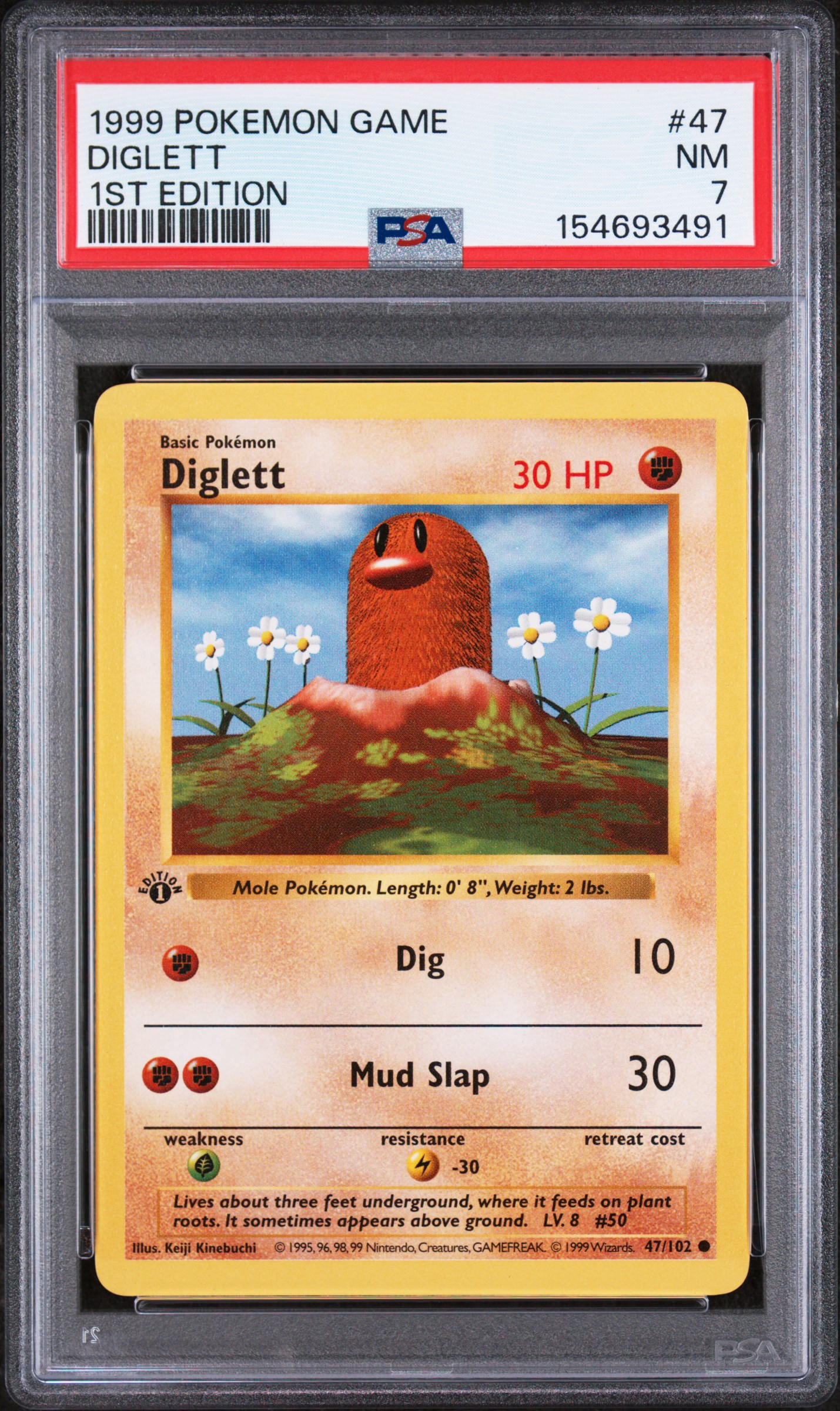 1999 #47 Diglett 1st Edition PSA 7 Game