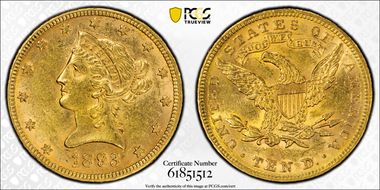 1893 $10 AU58