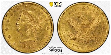 1880-S $10 AU55