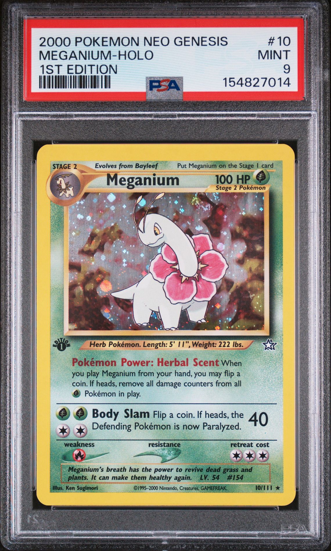 2000 Pokemon POKEMON NEO GENESIS 1ST EDITION #10 Meganium-Holo front
