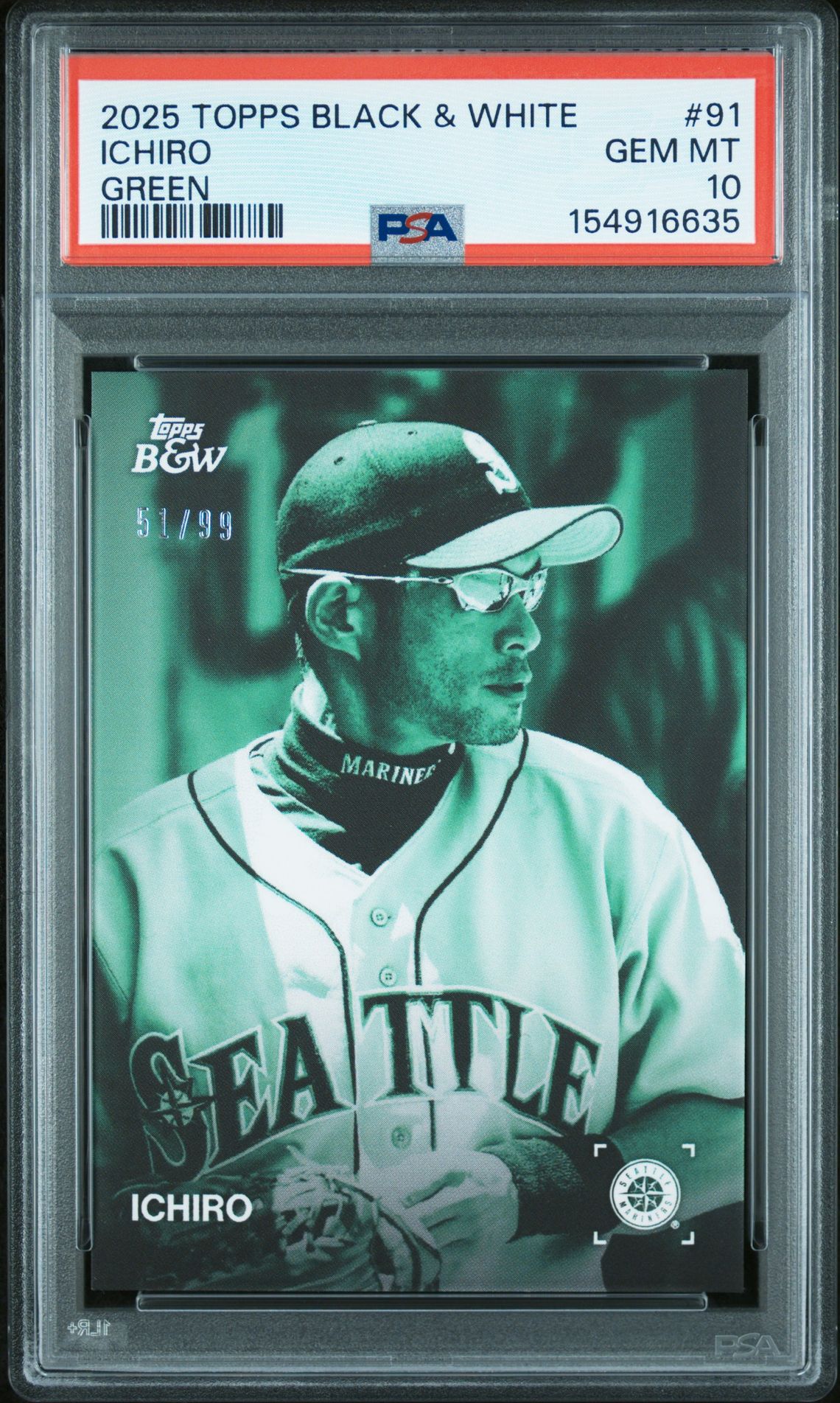 2025 Topps TOPPS BLACK AND WHITE GREEN #91 Ichiro front