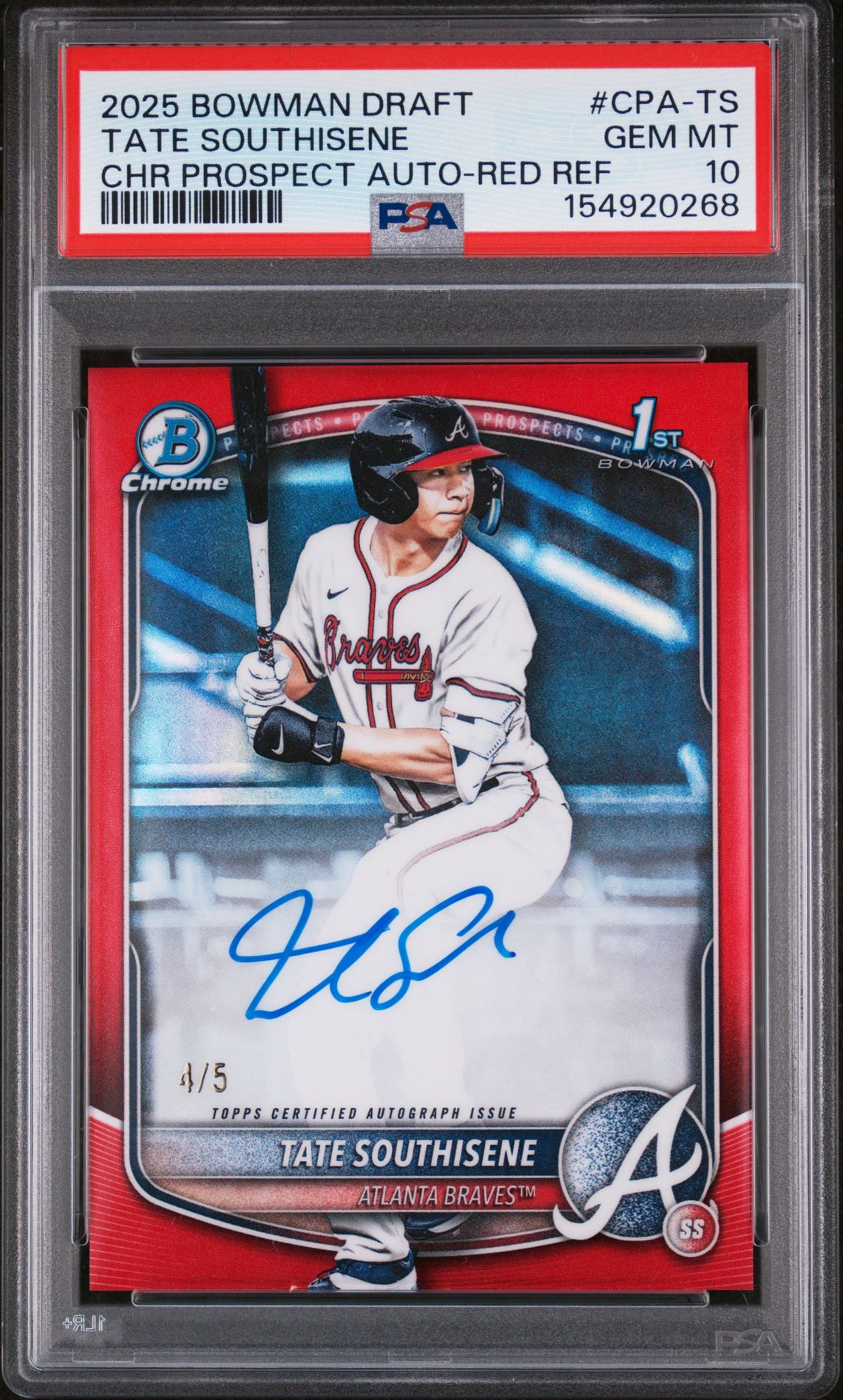 2025 Bowman BOWMAN DRAFT CHROME PROSPECT AUTOGRAPHS Red #CPA-TS Tate Southisene front
