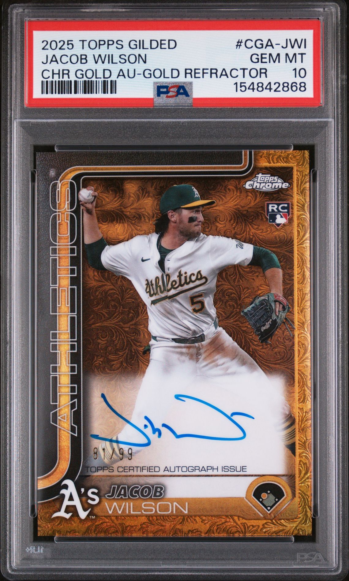 2025 Topps TOPPS GILDED COLLECTION TOPPS CHROME GOLD AUTOGRAPHS CHR GOLD AU-GOLD REFRACTOR #CGA-JWI Jacob Wilson front