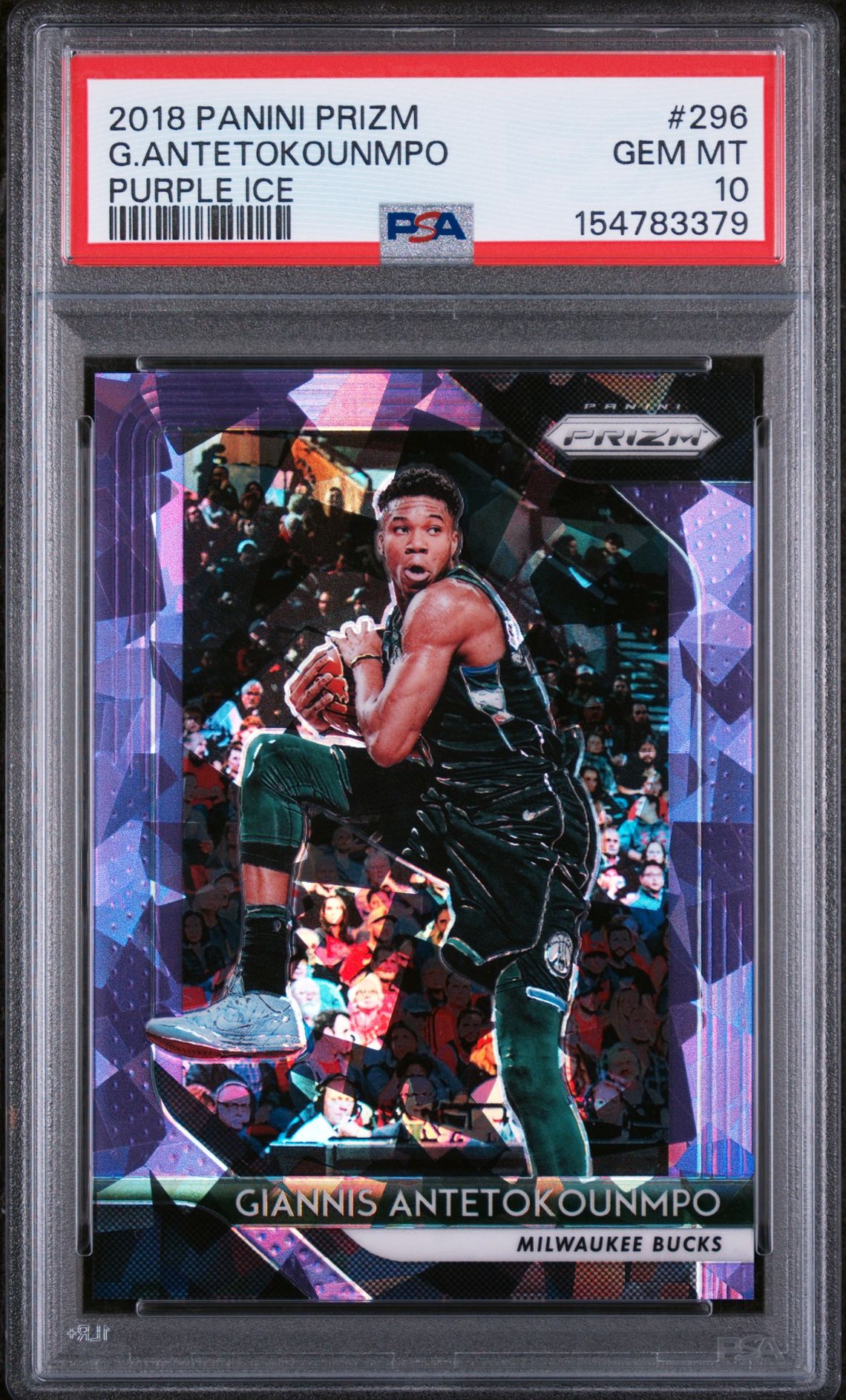 2018 Panini PANINI PRIZM PURPLE ICE #296 G.Antetokounmpo front