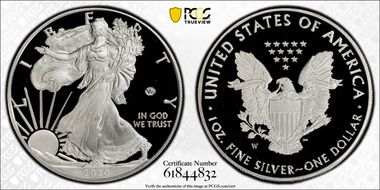 2020-W  $1 Silver Eagle - v75 Privy PR68DCAM