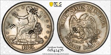 1875-S/CC T$1 TDV-13, Die 2, Chopmarked N1