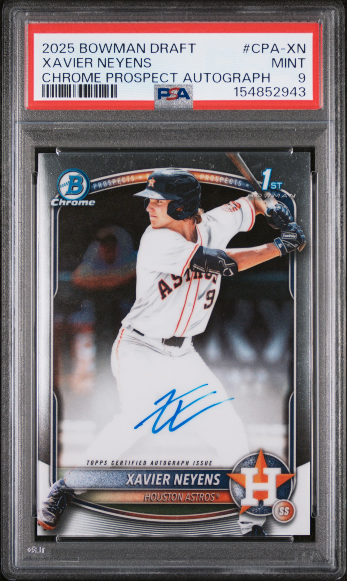 2025 #CPA-XN Xavier Neyens PSA 9 Bowman Draft Chrome Prospect Autographs