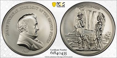 (2023) Medal James Buchanan "1857" Silver Matte Finish MS70