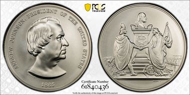 (2023-S) Medal Andrew Johnson "1865" Silver Matte Finish MS69