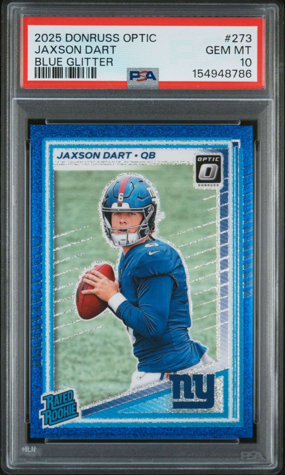 2025 Panini PANINI DONRUSS OPTIC BLUE GLITTER #273 Jaxson Dart front