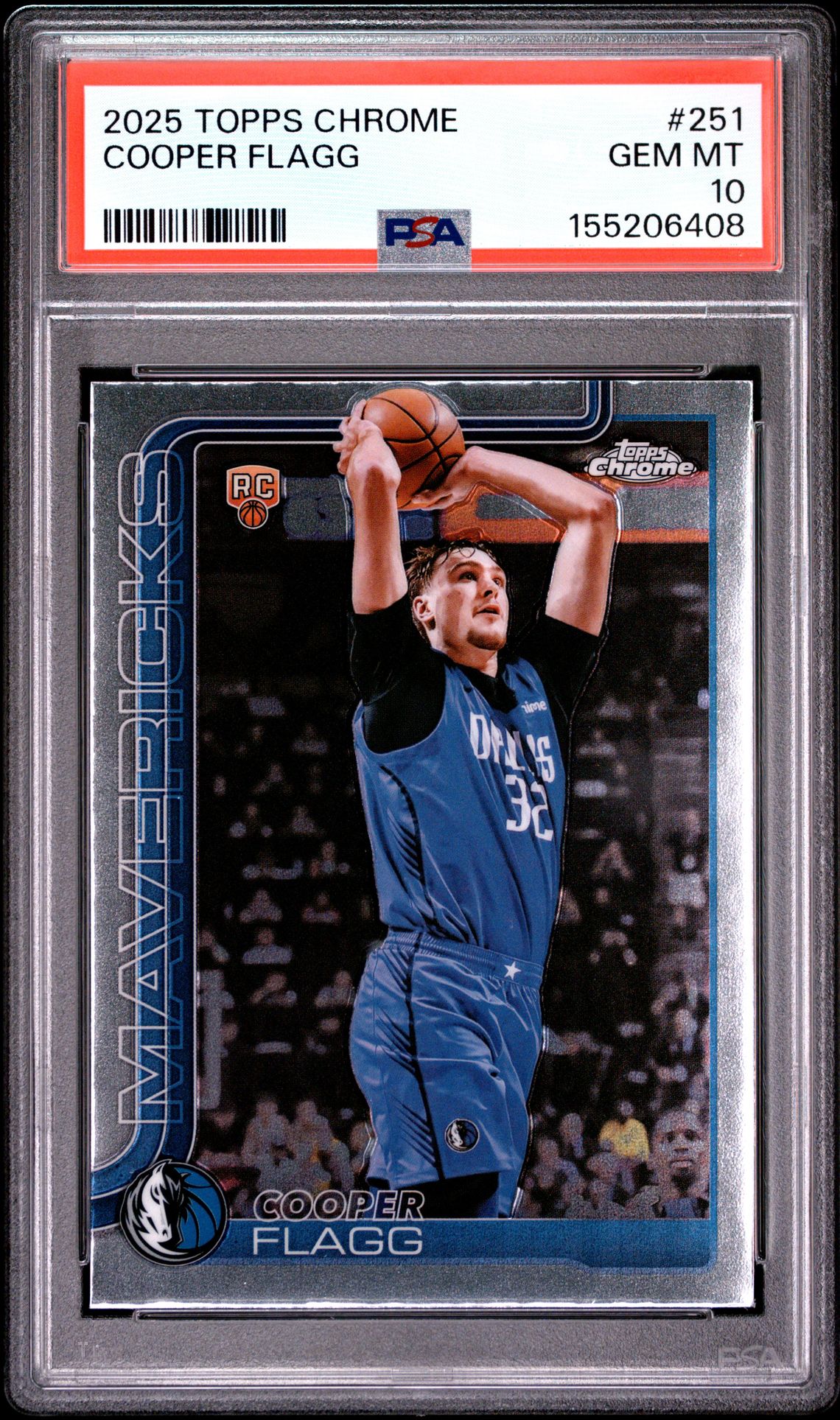 2025 Topps Chrome Cooper Flagg #251 Gem Mt 10 front view - PSA graded GEM MT 10
