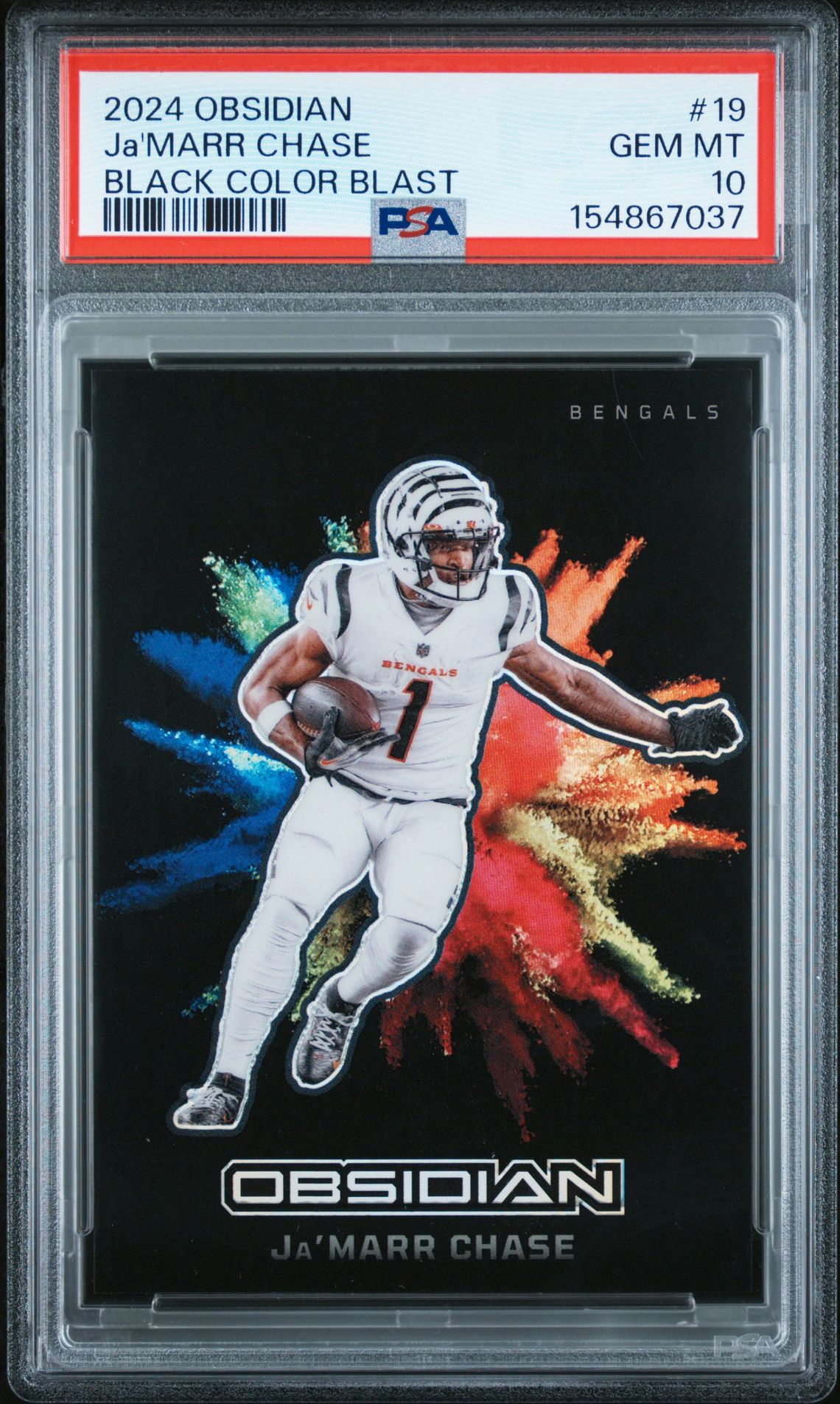 2024 Panini Obsidian Black Color Blast Ja'marr Chase #19 Gem Mt 10 front