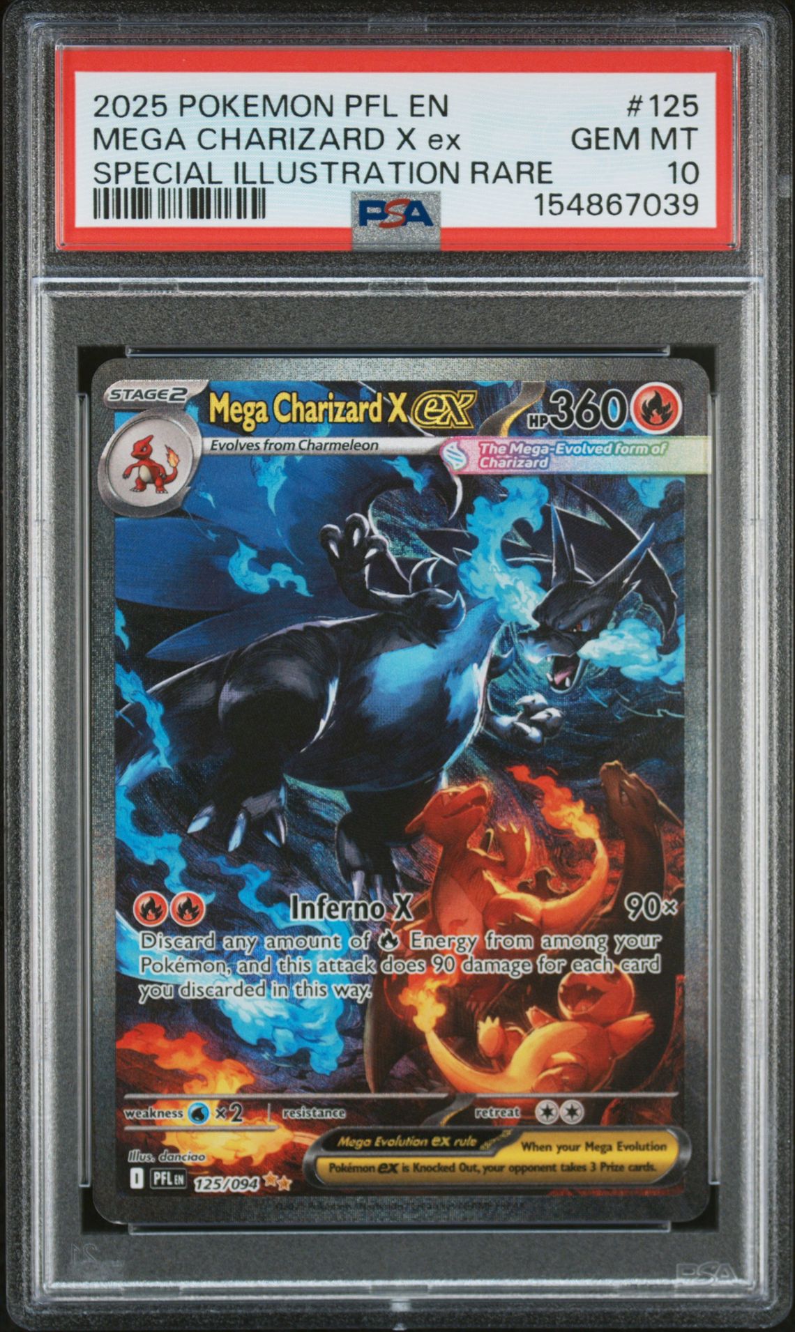 2025 Pokemon Pfl En-Phantasmal Flames Mega Charizard X Ex #125 (Special Illustration Rare) Gem Mt 10 front